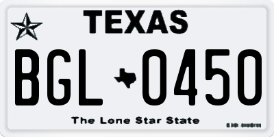 TX license plate BGL0450