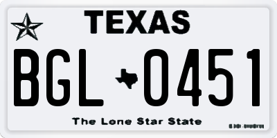 TX license plate BGL0451