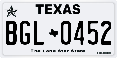TX license plate BGL0452