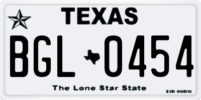 TX license plate BGL0454