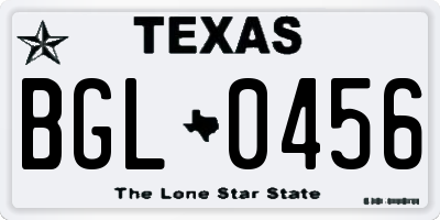 TX license plate BGL0456
