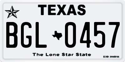 TX license plate BGL0457