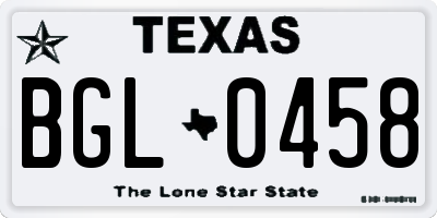 TX license plate BGL0458