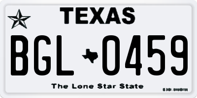 TX license plate BGL0459