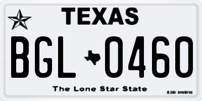 TX license plate BGL0460