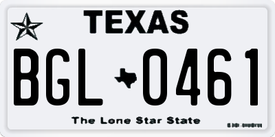 TX license plate BGL0461
