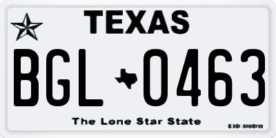 TX license plate BGL0463