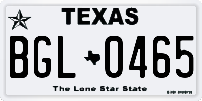 TX license plate BGL0465