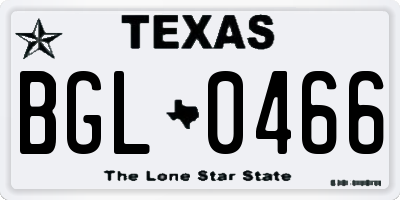 TX license plate BGL0466