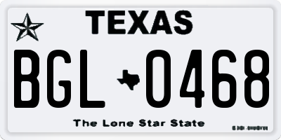 TX license plate BGL0468