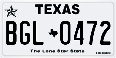 TX license plate BGL0472