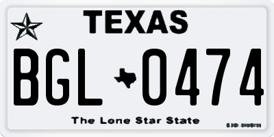 TX license plate BGL0474