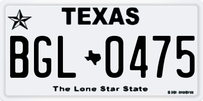 TX license plate BGL0475
