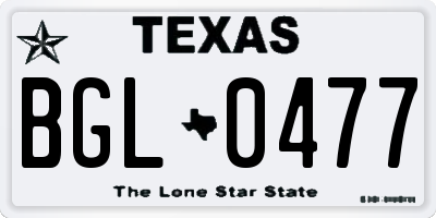 TX license plate BGL0477