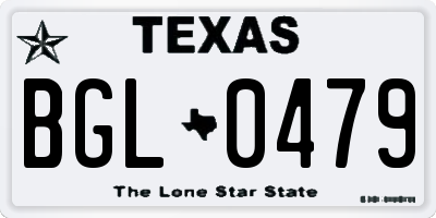 TX license plate BGL0479
