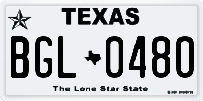 TX license plate BGL0480