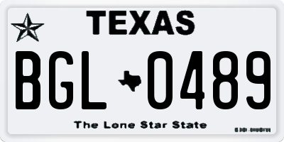TX license plate BGL0489