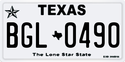 TX license plate BGL0490