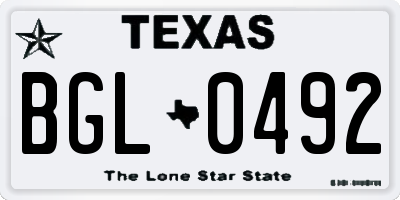 TX license plate BGL0492