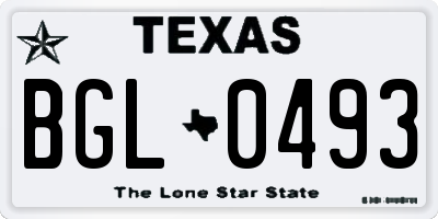 TX license plate BGL0493