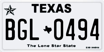 TX license plate BGL0494