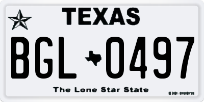 TX license plate BGL0497