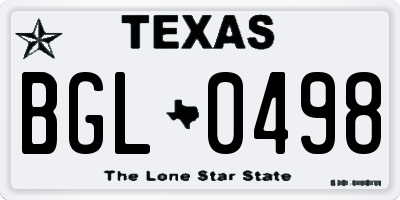 TX license plate BGL0498