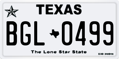 TX license plate BGL0499