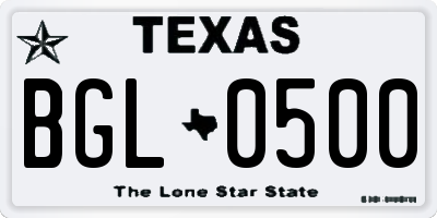 TX license plate BGL0500