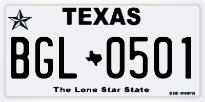 TX license plate BGL0501