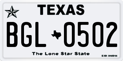 TX license plate BGL0502