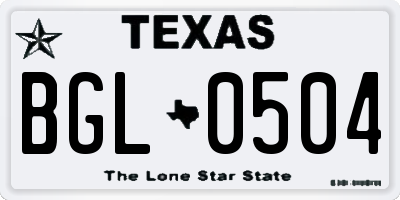 TX license plate BGL0504