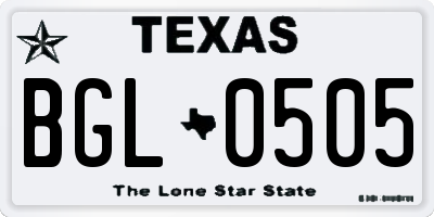 TX license plate BGL0505