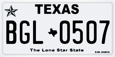 TX license plate BGL0507