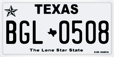 TX license plate BGL0508