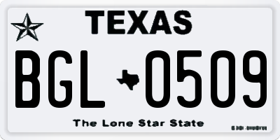 TX license plate BGL0509
