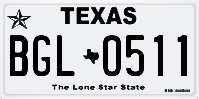 TX license plate BGL0511