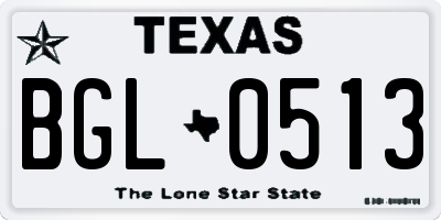 TX license plate BGL0513