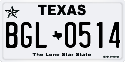 TX license plate BGL0514