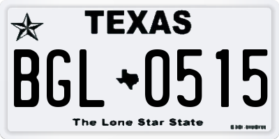 TX license plate BGL0515