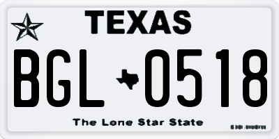TX license plate BGL0518