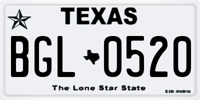 TX license plate BGL0520