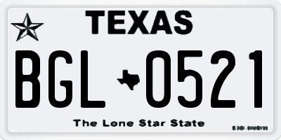 TX license plate BGL0521