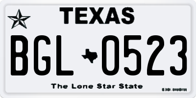 TX license plate BGL0523