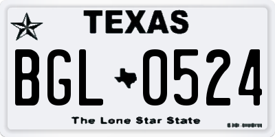 TX license plate BGL0524