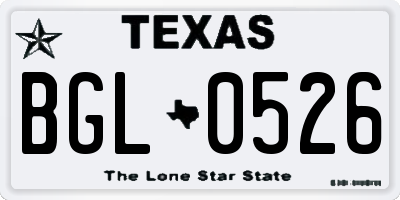 TX license plate BGL0526