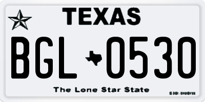TX license plate BGL0530
