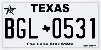 TX license plate BGL0531