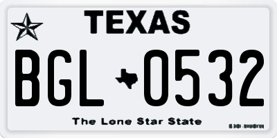 TX license plate BGL0532