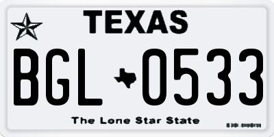 TX license plate BGL0533